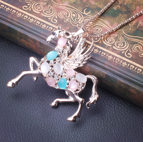 953飞马水晶镶钻毛衣链 韩国可爱百搭长款项链千朵饰品