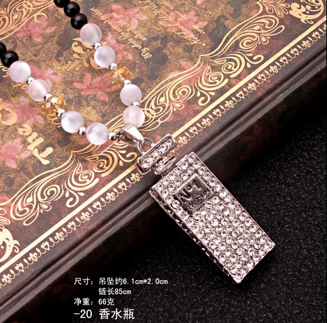 408【黑珠链】香水瓶佛珠毛衣链 韩国可爱百搭长款水晶项链