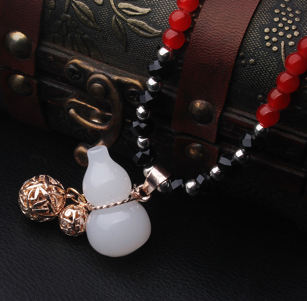 425【红珠链】葫芦绣球佛珠毛衣链 韩国可爱百搭长款镶钻项链