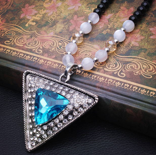 444【黑珠链】众星捧月佛珠毛衣链 韩国可爱百搭长款水晶项链