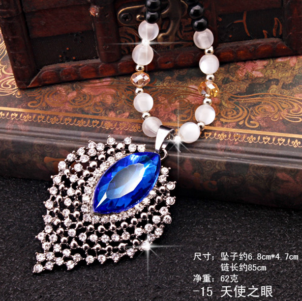 448【黑珠链】天使之泪佛珠毛衣链 韩国可爱百搭长款水晶项链