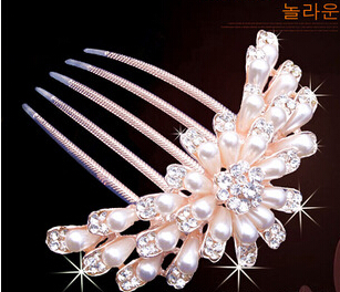 韩版头发饰品 小清新甜美 合金花朵发钗盘发器发卡