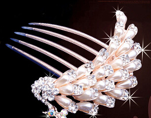 韩版头发饰品 小清新甜美 合金花朵发钗盘发器发卡