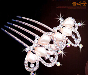 韩版头发饰品 小清新甜美 合金花朵发钗盘发器发卡