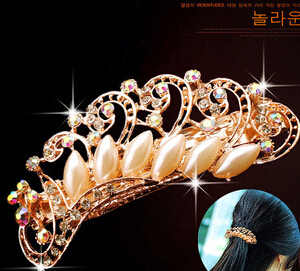 韩版时尚花朵发钗 合金镶钻发饰 孔雀发饰 女生最爱