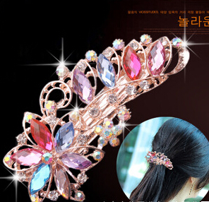 韩版时尚花朵发钗 合金镶钻发饰 孔雀发饰 女生最爱