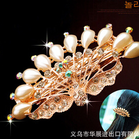 韩版时尚花朵发钗 合金镶...