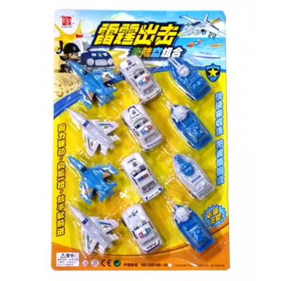 儿童玩具 雷霆出击 陆海空12战队组合回力驱动168-16	