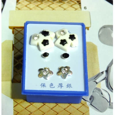 可爱点钻新款耳钉三件套