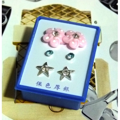 可爱点钻新款耳钉三件套