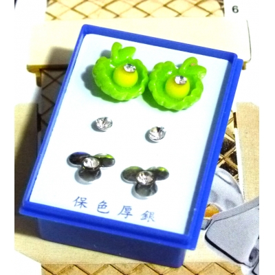 可爱点钻新款耳钉三件套