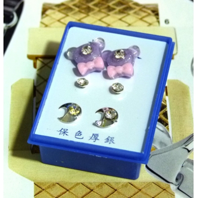 可爱点钻新款耳钉三件套