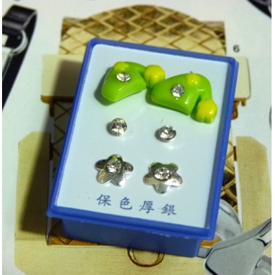 可爱点钻新款耳钉三件套