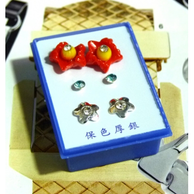 可爱点钻新款耳钉三件套
