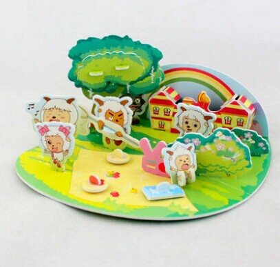 儿童趣味玩具喜羊羊飞机大炮等立体拼图2片装