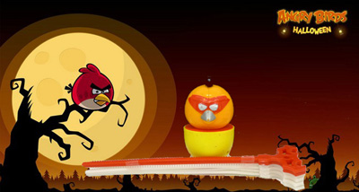 惯性陀螺玩具 愤怒的小鸟旋转拉线陀螺玩具小鸟陀螺20125