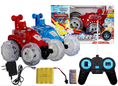 优质大号360度旋转三节奏动感音乐机甲特技车 彩灯炫舞翻斗车遥控特技NO.3040-8