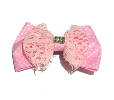 新款百搭甜美可爱珍珠水钻雪纺蝴蝶结压夹边夹头饰