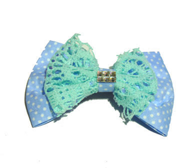 新款百搭甜美可爱珍珠水钻雪纺蝴蝶结压夹边夹头饰