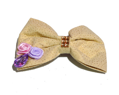 新款百搭甜美可爱珍珠水钻雪纺蝴蝶结压夹边夹头饰