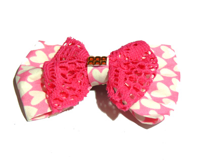 新款百搭甜美可爱珍珠水钻雪纺蝴蝶结压夹边夹头饰