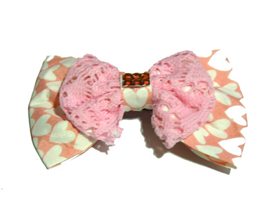 新款百搭甜美可爱珍珠水钻雪纺蝴蝶结压夹边夹头饰