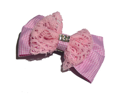 新款百搭甜美可爱珍珠水钻雪纺蝴蝶结压夹边夹头饰