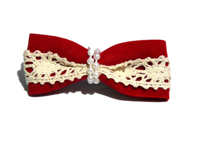 新款百搭甜美可爱珍珠水钻雪纺蝴蝶结压夹边夹头饰