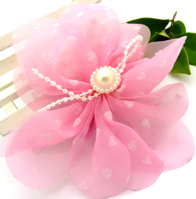 头饰发饰 丝绸撞色可爱球球发圈 网纱压夹头花