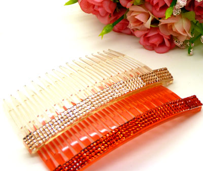 炫彩靓钻四排钻发梳 刘海梳夹 盘发装饰多用途插梳