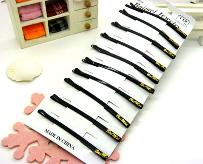 头饰复古盘发黑色小发夹边夹一字夹 钢丝夹压痕型隐形发夹 一字压夹长型 10只装