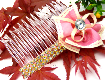 小清新盘发水钻插梳 韩国流行发饰梳夹 刘海梳 发夹梳夹