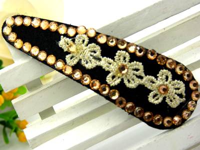 复古布艺蕾丝刺绣点钻发夹边夹发卡压发刘海夹