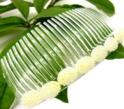 韩版头饰 清新珍珠发夹发饰 韩国插梳 盘发梳 刘海梳 时尚简约边夹