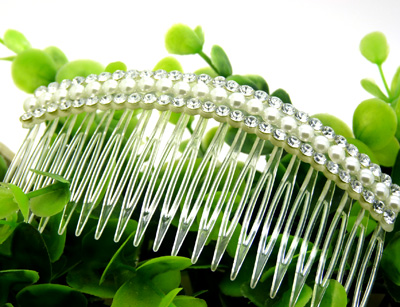 韩国版淑女头饰品珍珠插梳 发梳盘发发叉