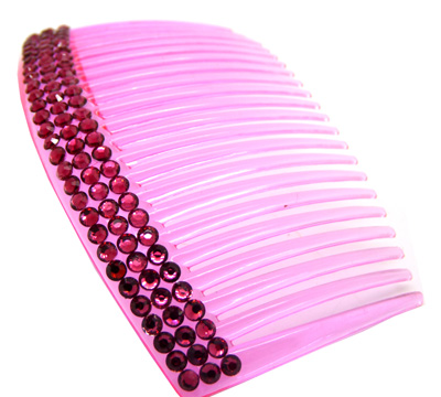 时尚彩色发梳子 三排水钻发梳 插梳 斜刘海梳 新娘盘发饰品