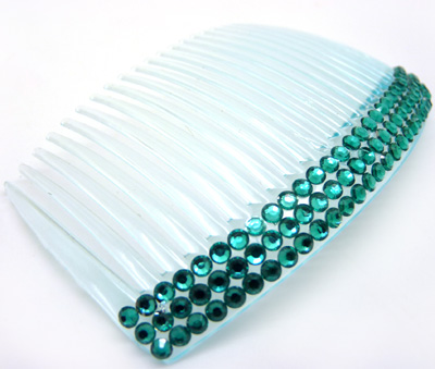 时尚彩色发梳子 三排水钻发梳 插梳 斜刘海梳 新娘盘发饰品