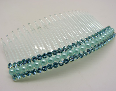 新款糖果色饰品珍珠发梳 水钻插梳 发梳盘发 韩国 刘海梳 靓丽镶钻梳夹