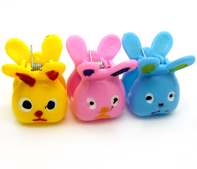 韩国婴儿童发饰头饰 长耳小兔子 樱桃小爪夹 时尚可爱菠萝儿童发夹 3个抓夹	