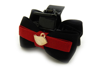 韩版时尚风格 淑女格子布艺 蝴蝶结爪夹抓夹发夹 -甜美发饰发夹