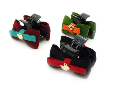 韩版时尚风格 淑女格子布艺 蝴蝶结爪夹抓夹发夹 -甜美发饰发夹