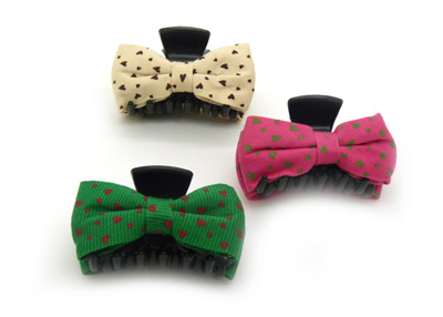 韩版时尚风格 淑女格子布艺 蝴蝶结爪夹抓夹发夹 -甜美发饰发夹