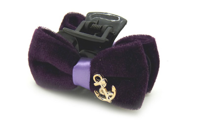 韩版时尚风格 淑女格子布艺 蝴蝶结爪夹抓夹发夹 -甜美发饰发夹