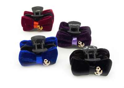 韩版时尚风格 淑女格子布艺 蝴蝶结爪夹抓夹发夹 -甜美发饰发夹