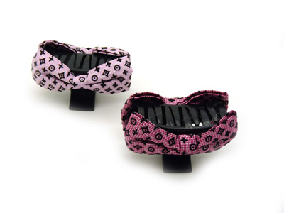 韩版时尚风格 淑女格子布艺 蝴蝶结爪夹抓夹发夹 -甜美发饰发夹