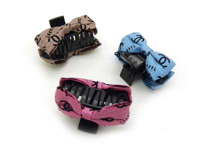 韩版时尚风格 淑女格子布艺 蝴蝶结爪夹抓夹发夹 -甜美发饰发夹