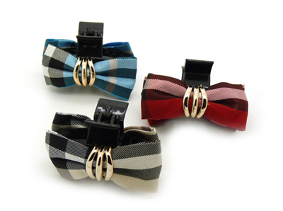 进口朔胶爪夹发饰 韩版布艺蝴蝶结抓夹扭夹 时尚头饰 -女清新发夹