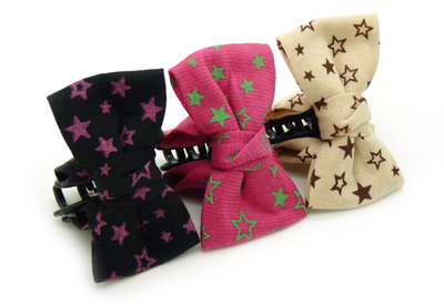 时尚条纹爪夹发饰 韩版布艺蝴蝶结抓夹扭夹 香蕉夹发夹 -女潮流爪夹