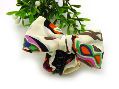 时尚条纹爪夹发饰 韩版布艺蝴蝶结抓夹扭夹 香蕉夹发夹 -女潮流爪夹