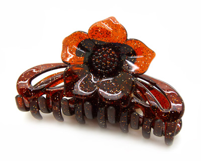 时尚发夹抓夹 大号发抓鲨鱼夹顶夹大发抓夹弹簧夹AS防摔头发抓夹 -花爪夹大号